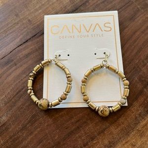 Canvas hoop earrings. Never worn, tags on.